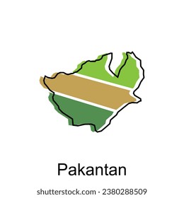 mapa vectorial del diseño colorido de la ciudad de Pakantan, modelo de diseño de ilustración de la provincia de Sumatra del Norte sobre fondo blanco