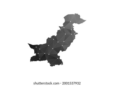 Vector map of Pakistan. Black polygonal style on white background.