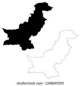 Vector map Pakistan. Isolated vector Illustration. Outline and vector. Black on White background. EPS 10 Illustration.