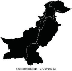Mapa de Vector de Pakistán con Regiones