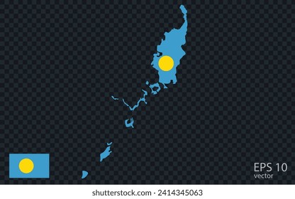 Vector map of Palau. Vector design isolated on grey background.
