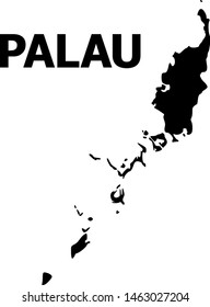 Vector Map of Palau Islands with name. Map of Palau Islands is isolated on a white background. Simple flat geographic map.