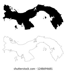 Vector map Panama. Isolated vector Illustration. Outline and vector. Black on White background. EPS 10 Illustration.