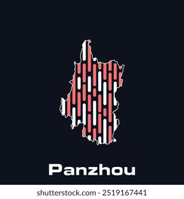 Mapa de Vector de la ciudad de Panzhou, línea de mapa mundial Plantilla de diseño de conexión de red global, adecuado para su empresa
