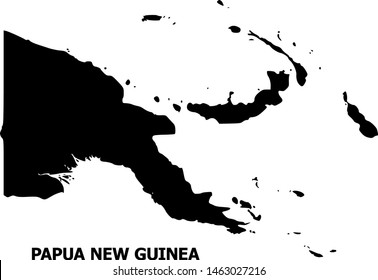 Vector Map of Papua New Guinea with name. Map of Papua New Guinea is isolated on a white background. Simple flat geographic map.