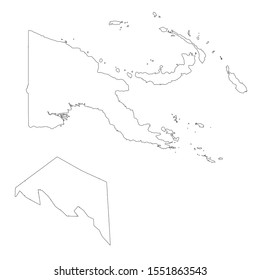 Vector map Papua New Guinea and Port Moresby. Country and capital. Isolated vector Illustration. Outline. EPS 10 Illustration.