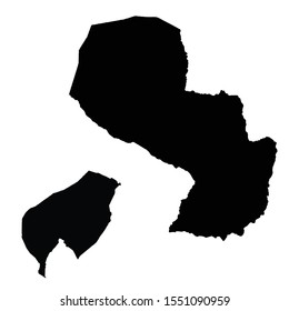 Vector map Paraguay and Asuncion. Country and capital. Isolated vector Illustration. Black on White background. EPS 10 Illustration.