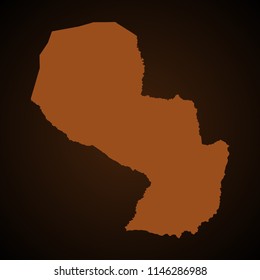 Vector map of paraguay light brown color isolated on a needle brown background