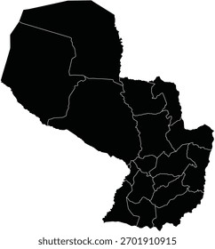 Mapa de Vector de Paraguay con Regiones
