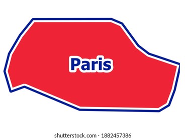 Vektorplan von Paris in Farben der französischen Flagge gemalt. 
