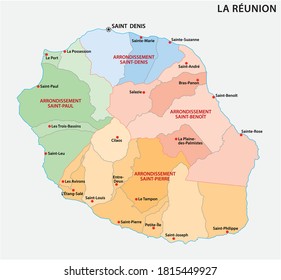 Vector map of the parishes of the Reunion department, France