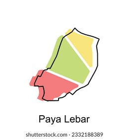 mapa vectorial del diseño de la plantilla de ilustraciones coloridas de Paya Lebar sobre fondo blanco