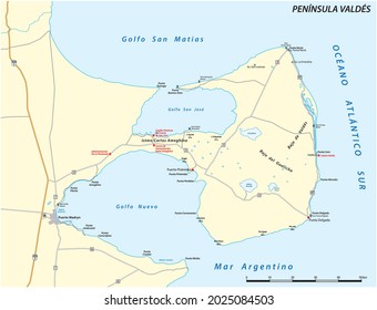 Mapa vectorial de los Valdes de la Península, Chubut, Argentina