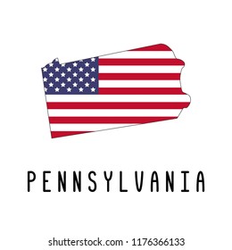 Vector map of Pennsylvania painted in the colors American flag. Silhouette or borders of USA state. Isolated vector illustration