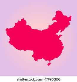 vector map of the People's Republic of China in flat style on a white background. Pink map for infographics, brochures and presentations