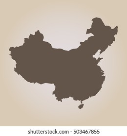vector map of the People's Republic of China in flat style on a light background. Brown map for infographics, brochures and presentations