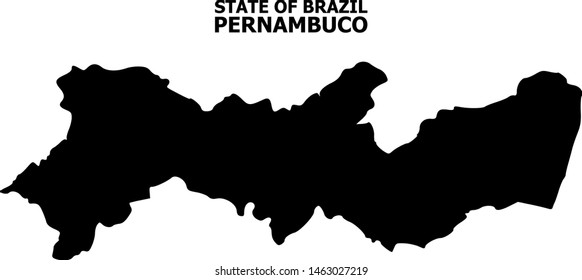 Vector Map of Pernambuco State with name. Map of Pernambuco State is isolated on a white background. Simple flat geographic map.