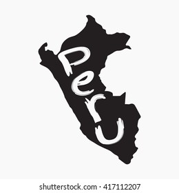 Vector map Peru. Gray Isolated vector Illustration. On Grey background. Typography design. EPS 8 Illustration.