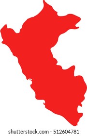 Vector map Peru. Isolated vector Illustration. Red on White background.