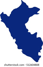 Vector map Peru. Isolated vector Illustration. Blue on White background.