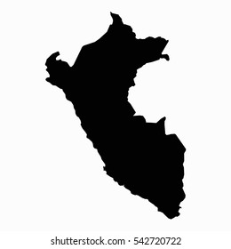 Vector map Peru. Isolated vector Illustration. Black on White background. EPS 10 Illustration.