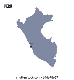 Vector map of Peru isolated on white background. Travel Vector Illustration.