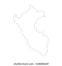 Vector map Peru. Outline map. Isolated vector Illustration. Black on White background. EPS 8 Illustration.