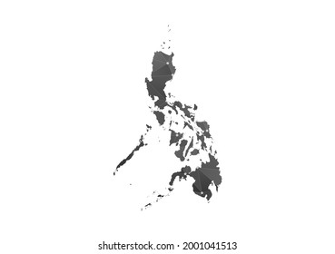 Vector map of Philippines. Black polygonal style on white background.