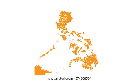 vector map Philippines isolated vector illustration orange on white background