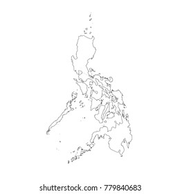 Vector map Philippines. Isolated vector Illustration. Black on White background. EPS 10 Illustration.