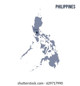 Vector map of Philippines isolated on white background. Travel Vector Illustration.