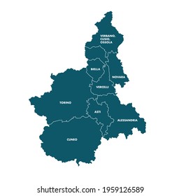 Vector Map of Piedmont (Piemonte), Italy