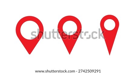 Vector map, pin icons set on isoalated white background