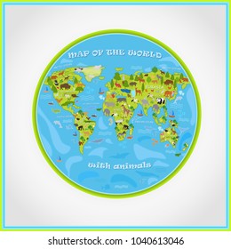 Vector map of the planet with animals