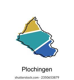 mapa vectorial de Plochingen diseño de contorno moderno colorido, plantilla de diseño de ilustración de vector del país del mapa mundial