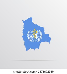 Vector map of Plurinational State of Bolivia combined with World Health Organization (WHO) flag.