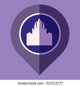 Vector map pointer. Historical monument symbol. Itinerary icon. EPS 10.