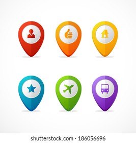 Vector map pointer. Icon pin set rainbow