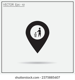 Vector : map pointer icon with trash  