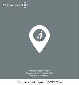 Vector : map pointer icon with trash  