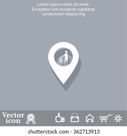 Vector : map pointer icon with trash  