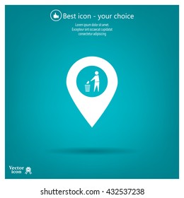 Vector : map pointer icon with trash  
