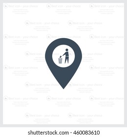 Vector : map pointer icon with trash  