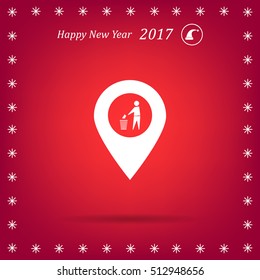 Vector : map pointer icon with trash  
