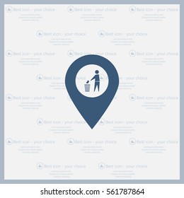 Vector : map pointer icon with trash  