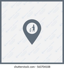 Vector : map pointer icon with trash  