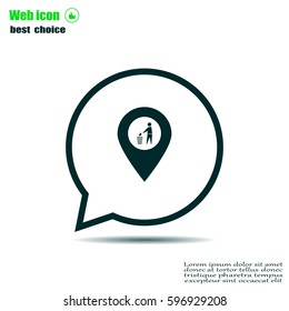 Vector : map pointer icon with trash  