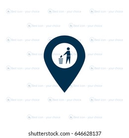 Vector : map pointer icon with trash  