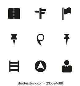Vector map pointer icons set on white background