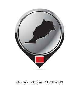 vector map pointer with Morocco map and flag